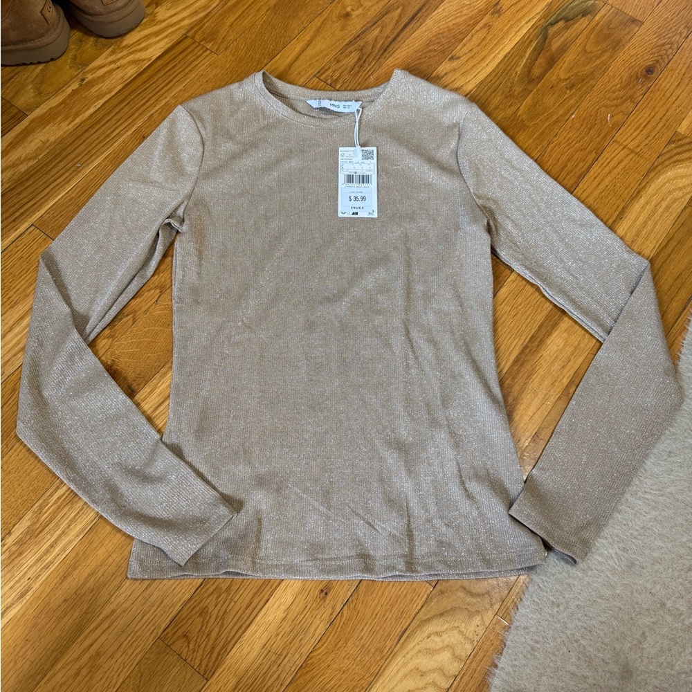 Mango gold Long Sleeve Top